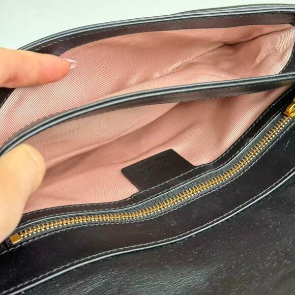 Gucci GG Logo Black Leather Crossbody Bag with Gold Hardware - Picture 9 of 9